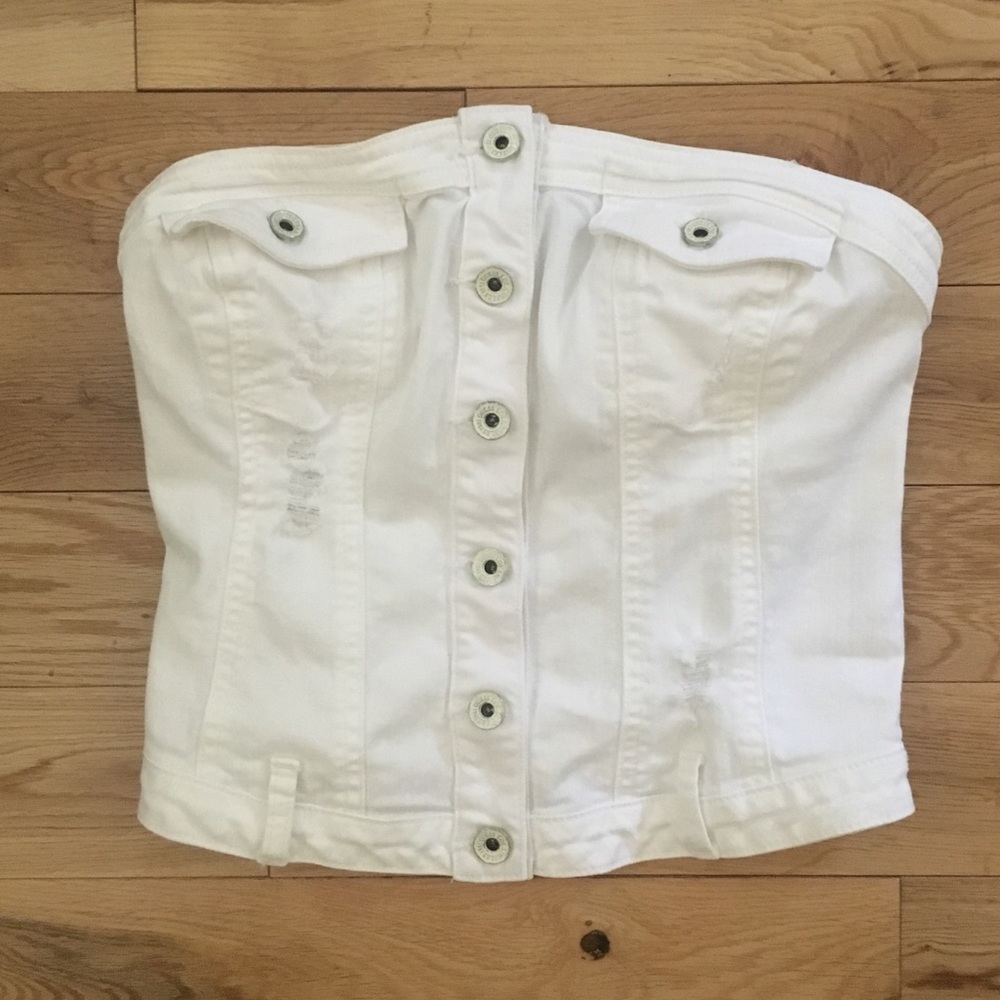 !!SOLD!! GUESS white denim top